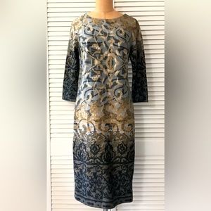 Rabbit Rabbit Rabbit Womens Dress size 6 Gray Gold Midi Business Office Party